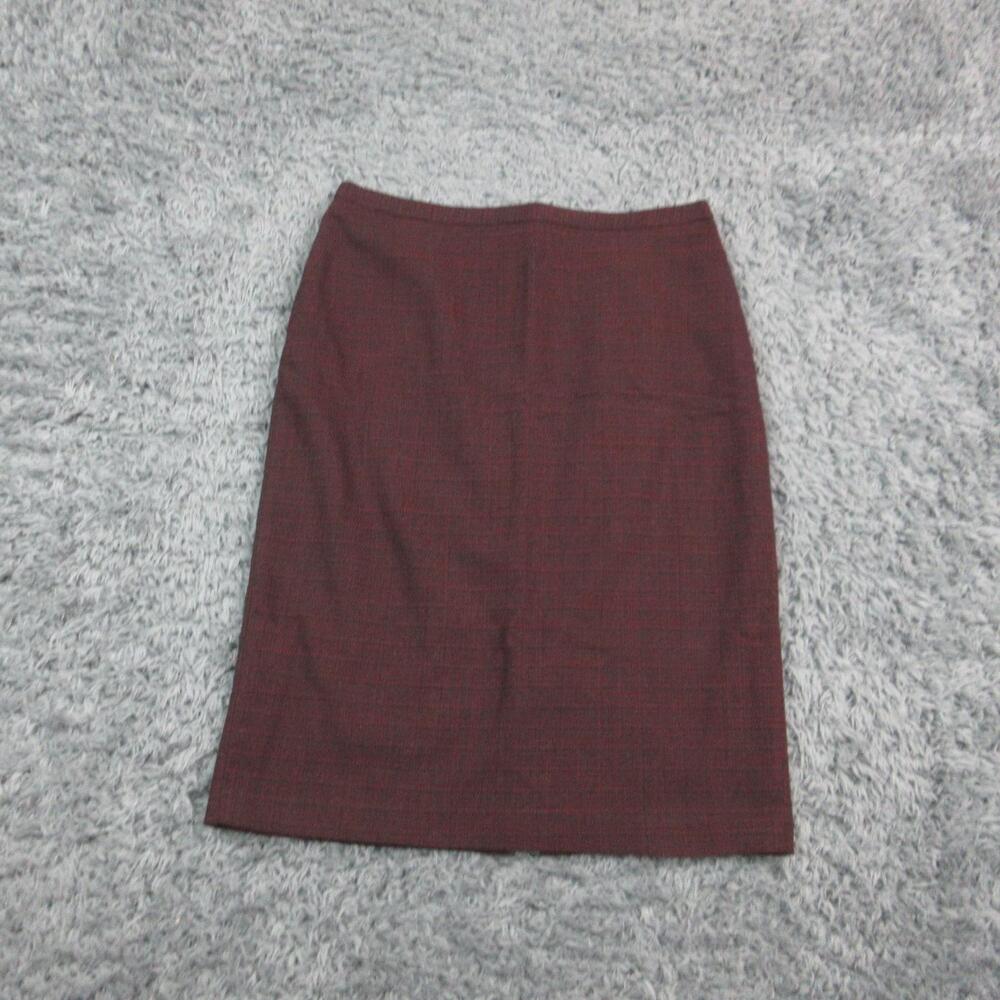 T Tahari Skirt Womens 8 Red Tweed Knee Length Lined Stretch Work Office